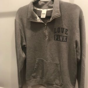 VICTORIA SECRET PINK gray half zip sweatshirt